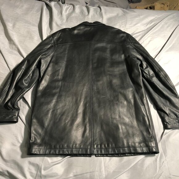 Banana Republic Mens Moto Leather Jacket Medium Black Quilted Button Up Collared - Picture 15 of 16